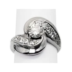 0.72 ctw Natural Diamond Swirl Bypass Style Ring 14k White Gold Size 5