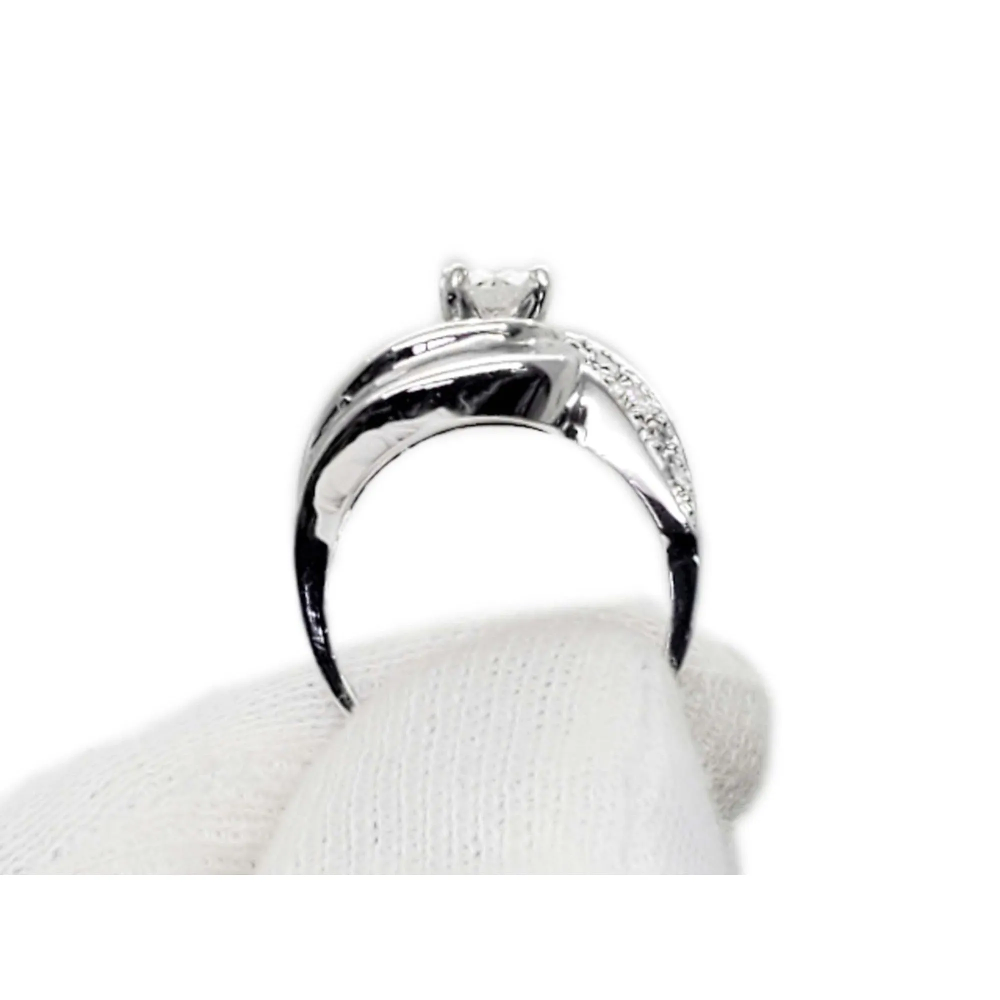 0.72 ctw Natural Diamond Swirl Bypass Style Ring 14k White Gold Size 5