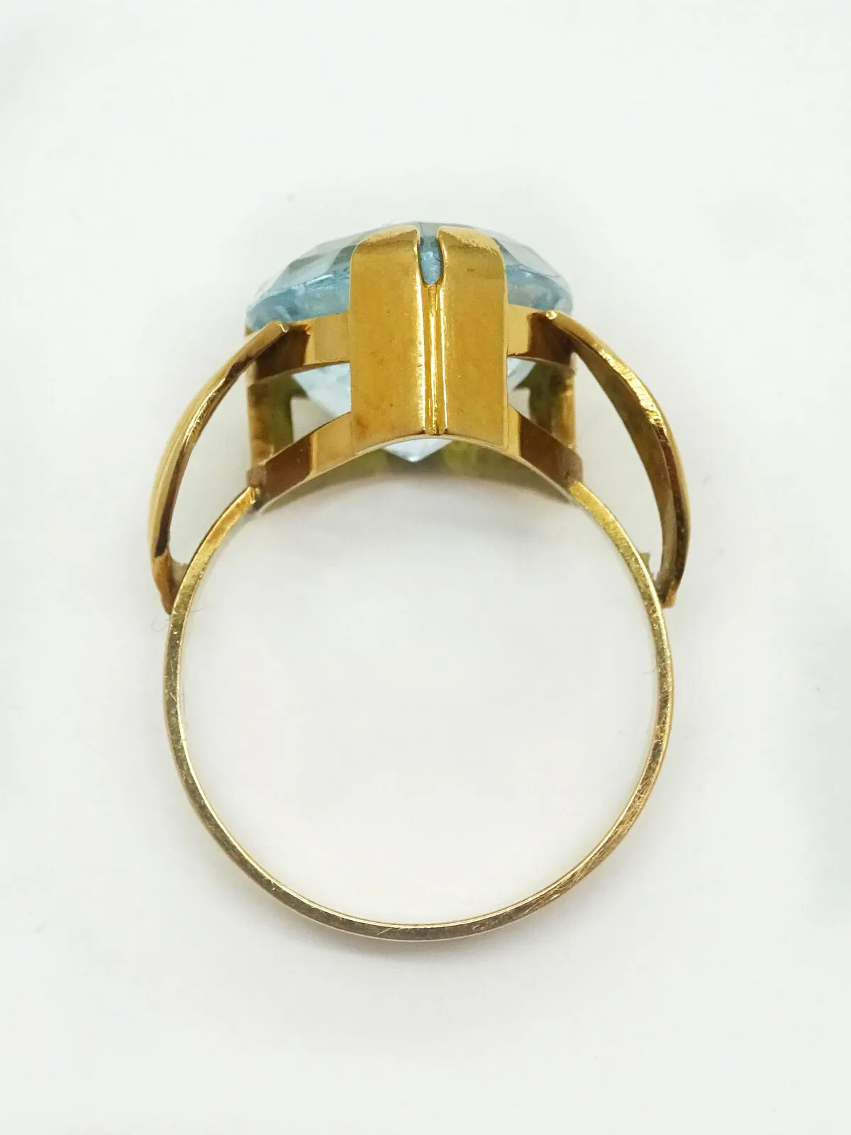 12.77ct Natural Pear Light Blue Topaz Ring 18k Gold Size 8.25