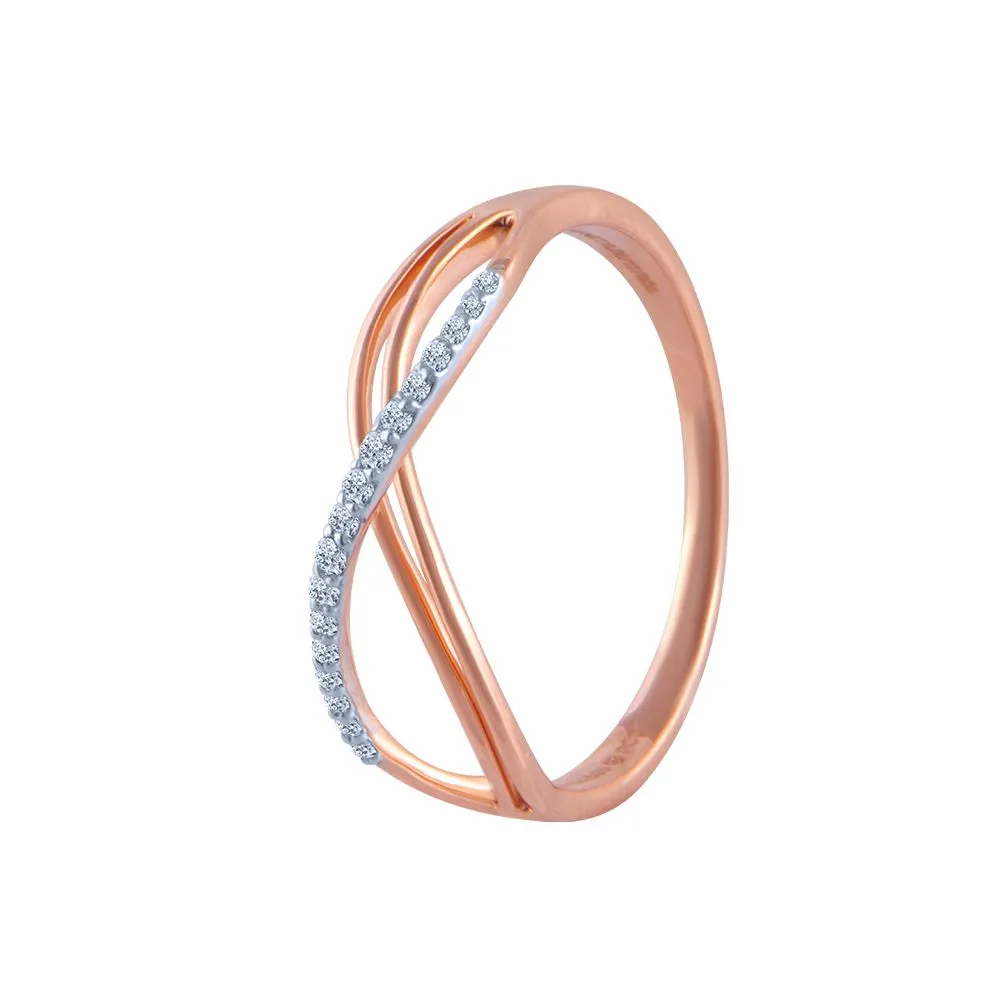 14k (585) Rose Gold And Diamond Ring For Women
