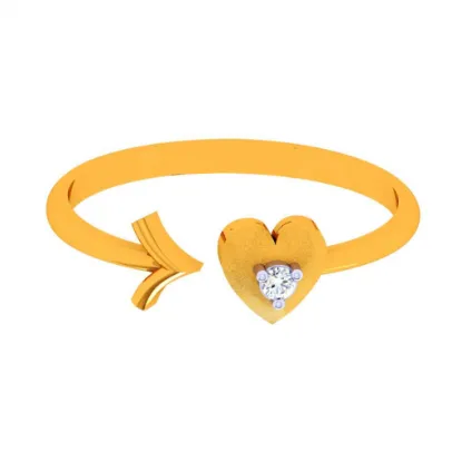 14k Gold Heart & Arrow Open Ring For Women & Girls