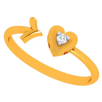 14k Gold Heart & Arrow Open Ring For Women & Girls