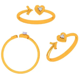 14k Gold Heart & Arrow Open Ring For Women & Girls