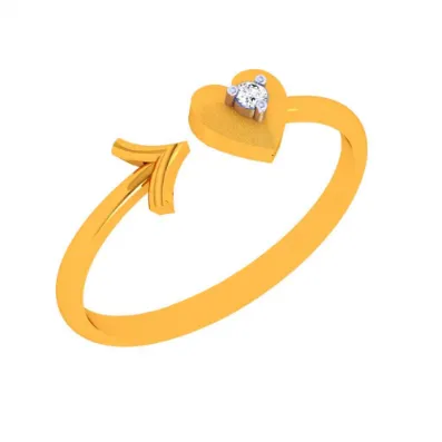 14k Gold Heart & Arrow Open Ring For Women & Girls