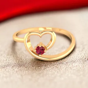 14K Heart-Shaped Yellow Gold Ring for Women - A Symbol of Love and Elegance