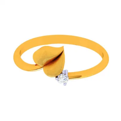 14k Leaf Motif Romance Gold Ring