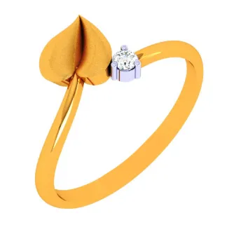 14k Leaf Motif Romance Gold Ring