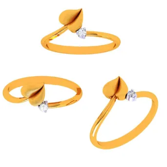 14k Leaf Motif Romance Gold Ring