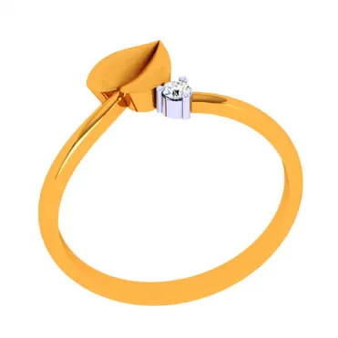 14k Leaf Motif Romance Gold Ring