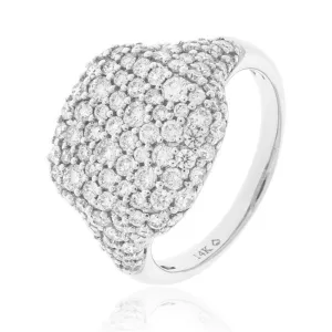 14K White Gold Contemporary Pav Diamond Ring