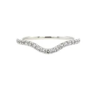 14K White Gold Curved Natural Diamonds Band