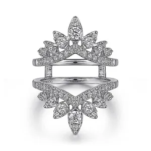 14K White Gold Starlight Bursting Chevron Diamond Ring Enhancer