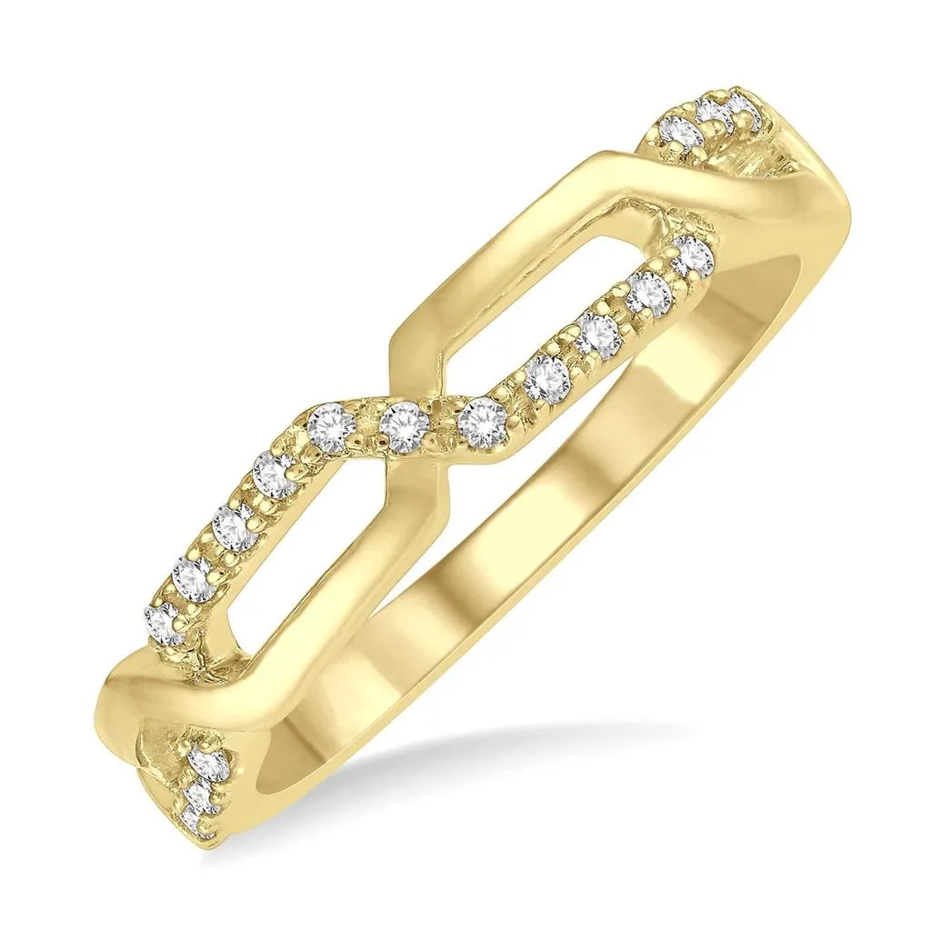 14K Yellow Gold Paperclip Stackable Diamond Ring