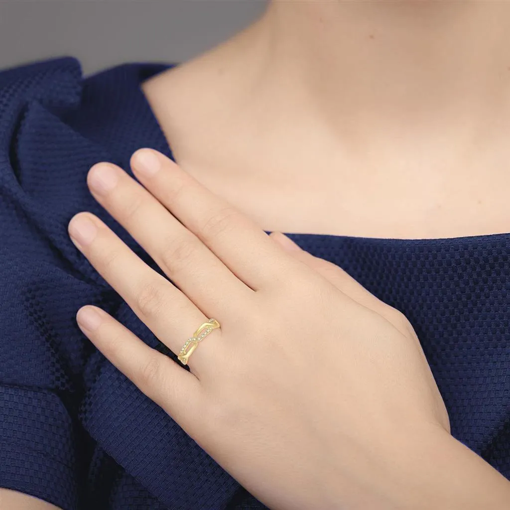 14K Yellow Gold Paperclip Stackable Diamond Ring