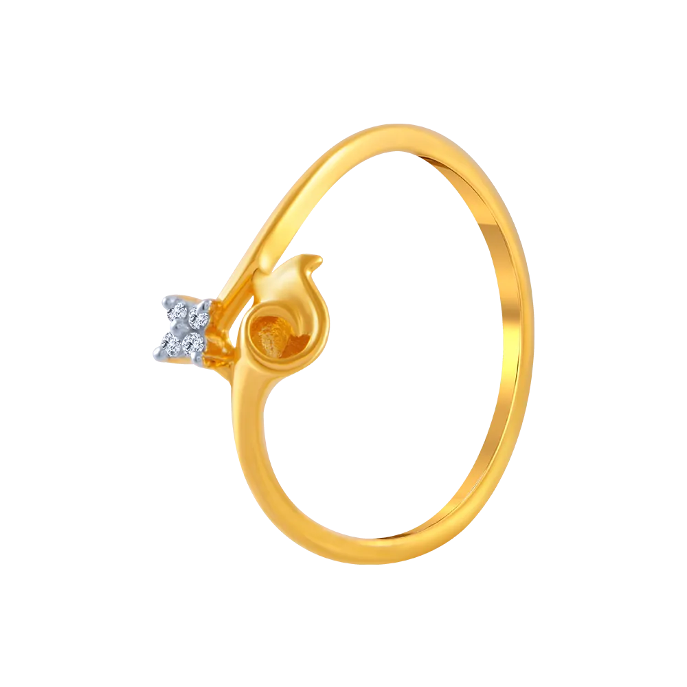 14KT (585) Yellow Gold And American Diamond Ring For Women
