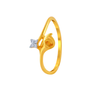 14KT (585) Yellow Gold And American Diamond Ring For Women