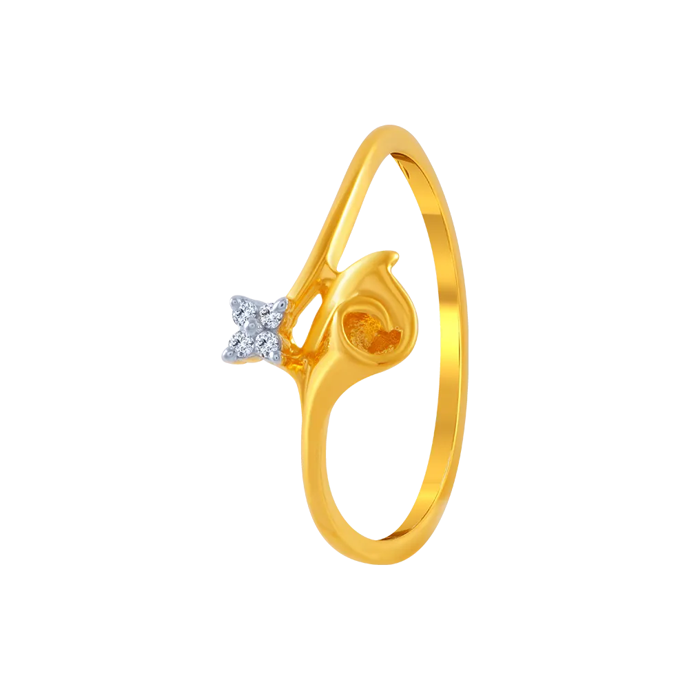 14KT (585) Yellow Gold And American Diamond Ring For Women
