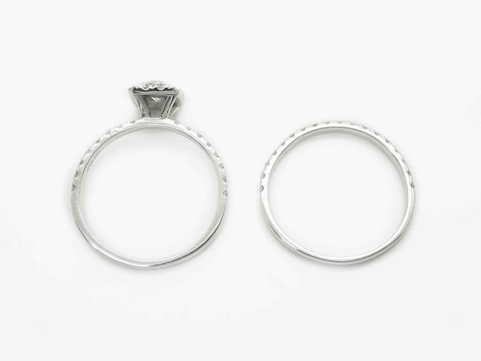 1.73ct tw Natural Diamond Halo Engagement & Wedding Set 10k White Gold Size 9.75