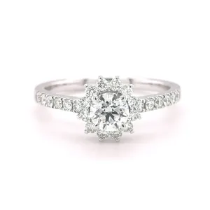 18ct White Gold Round Brilliant Cut 0.77ct Diamond Halo Ring