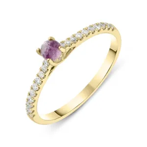 18ct Yellow Gold Blue John Diamond Round Solitaire Ring