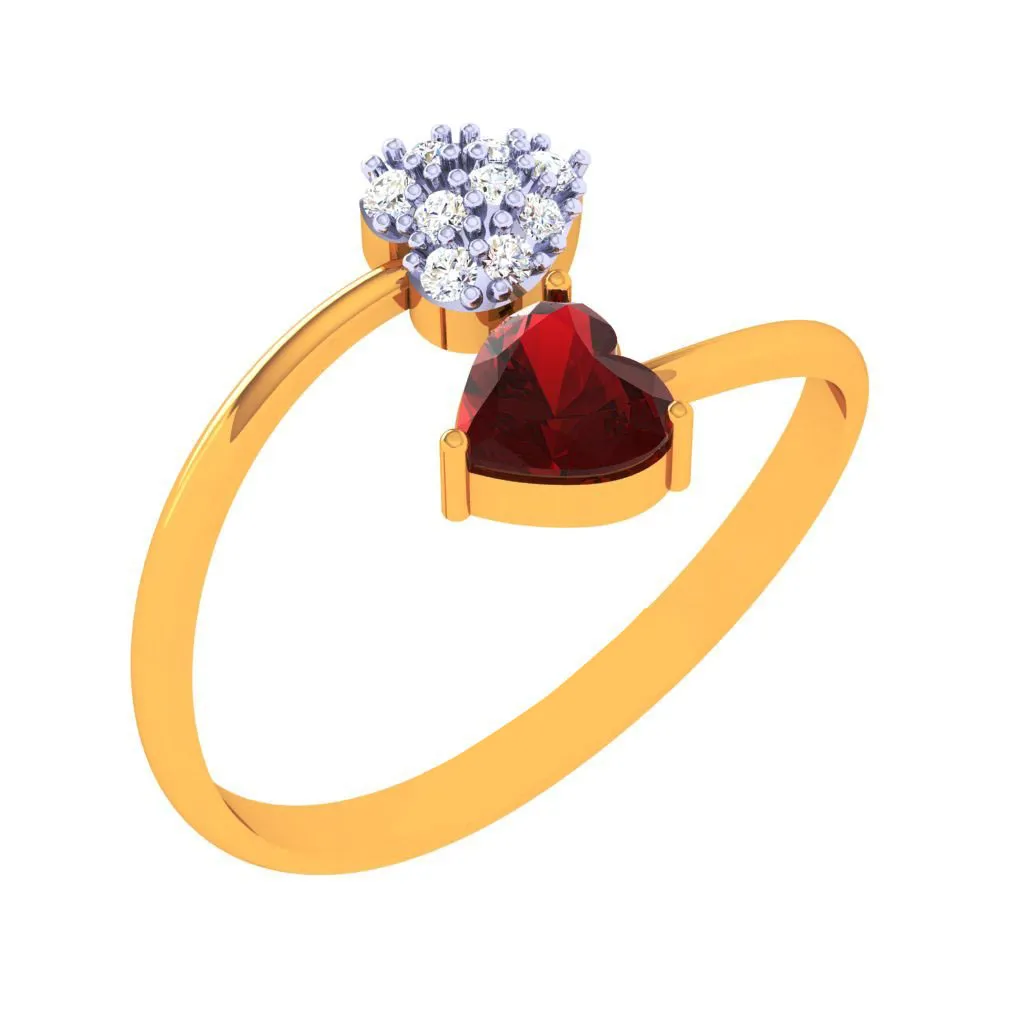 18k Clustered Heart Of Diamond Ring
