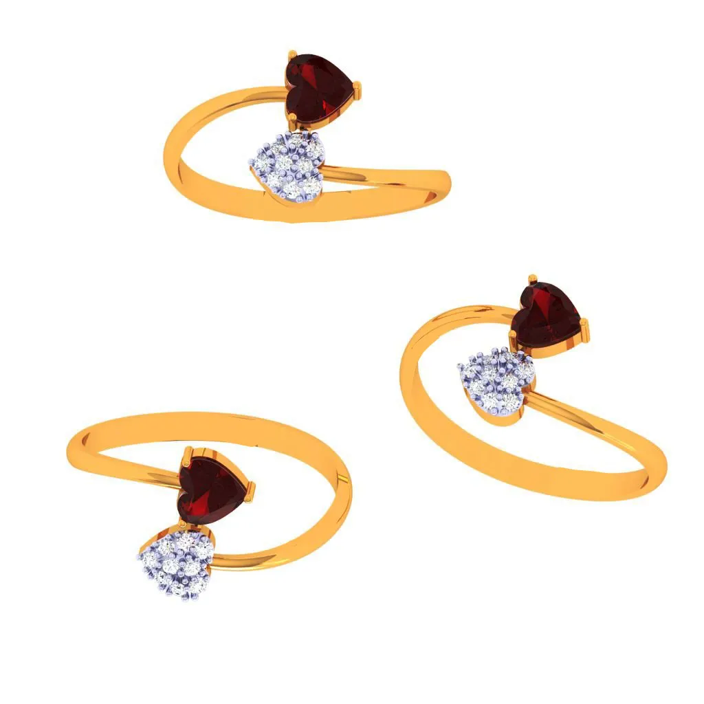 18k Clustered Heart Of Diamond Ring