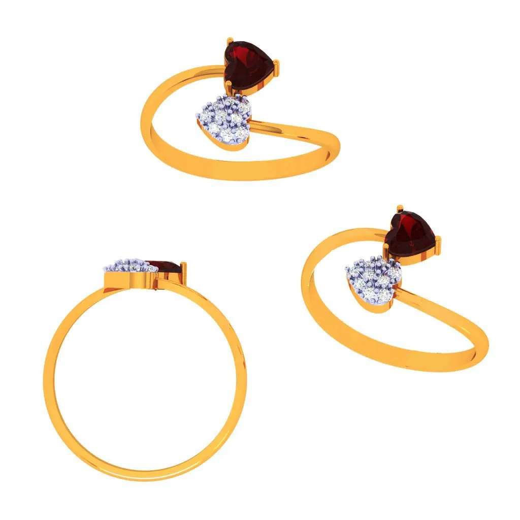 18k Clustered Heart Of Diamond Ring