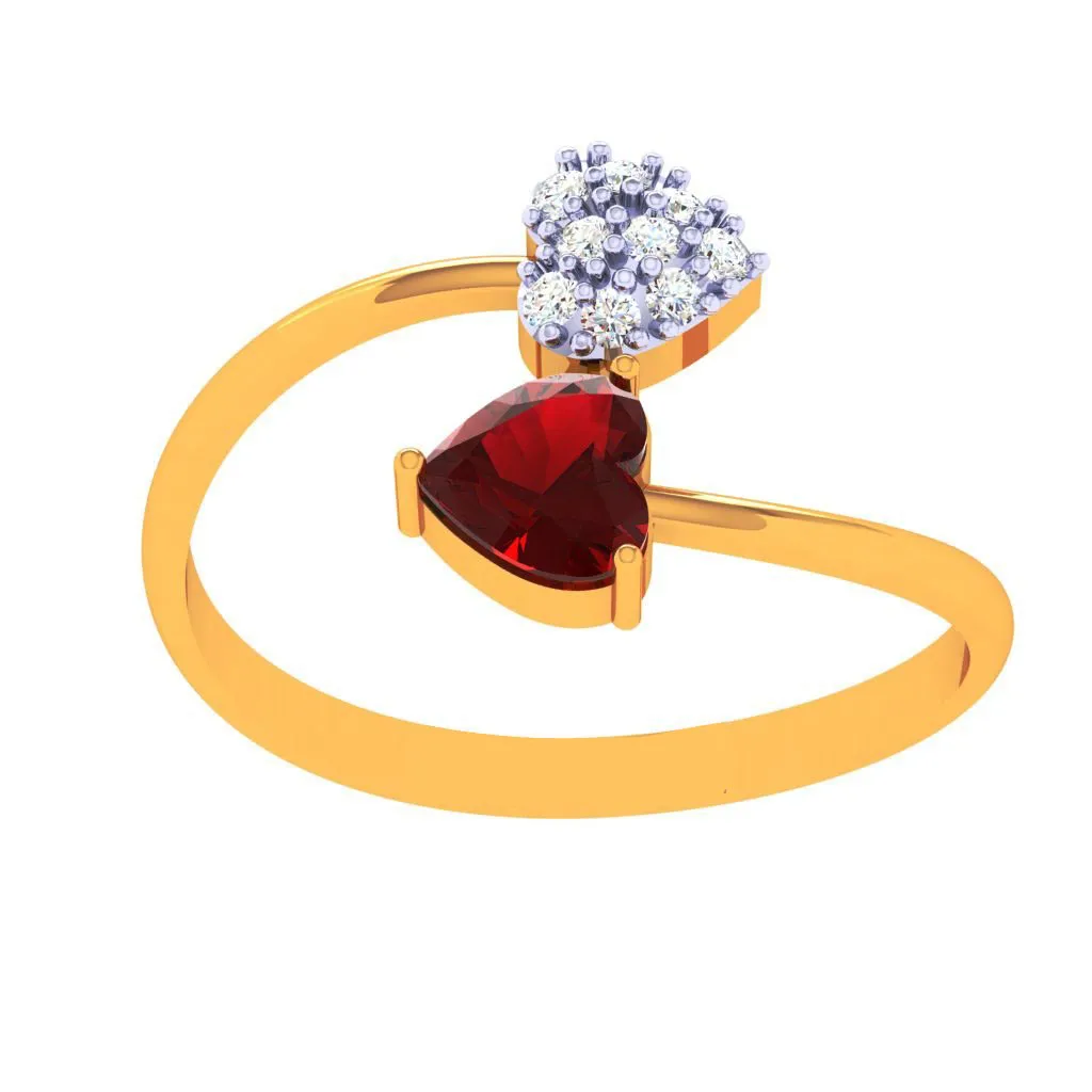 18k Clustered Heart Of Diamond Ring