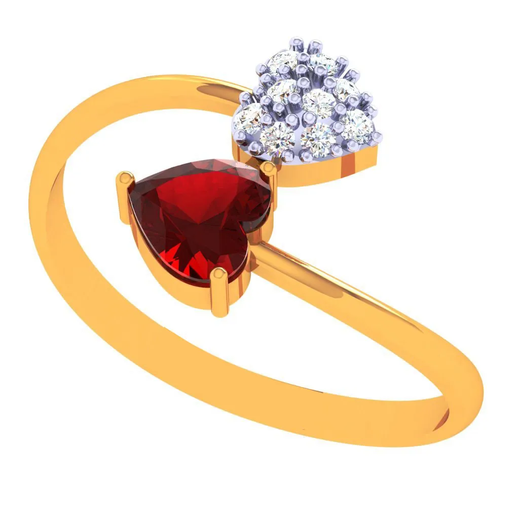 18k Clustered Heart Of Diamond Ring