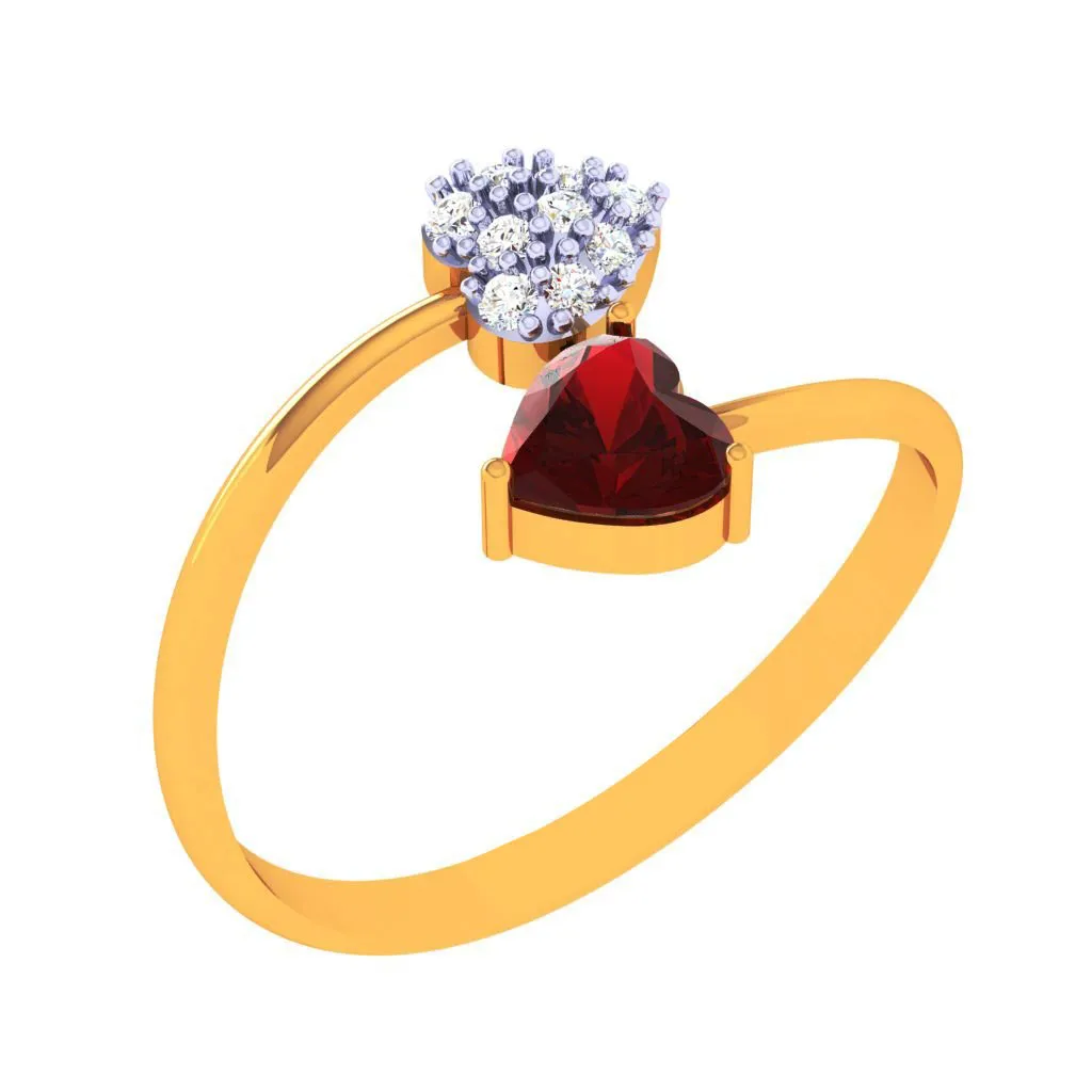 18k Clustered Heart Of Diamond Ring