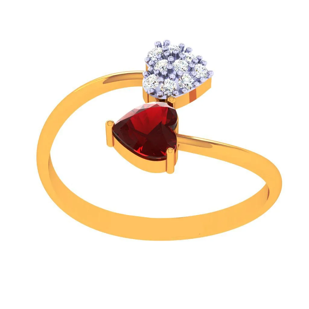 18k Clustered Heart Of Diamond Ring