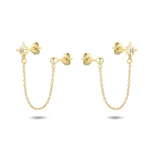 18k yellow gold earrings assembled with zirconium oxide