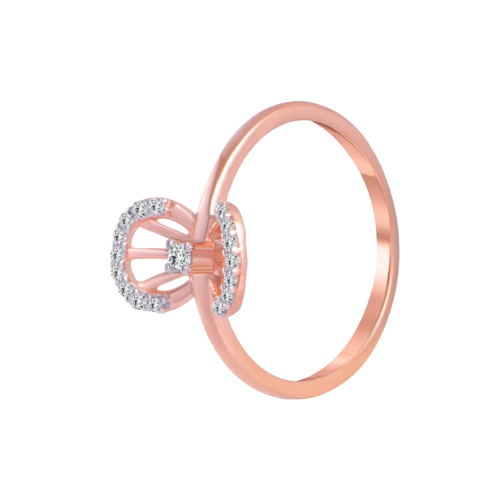 18KT (750) Rose Gold And Diamond Ring For Women