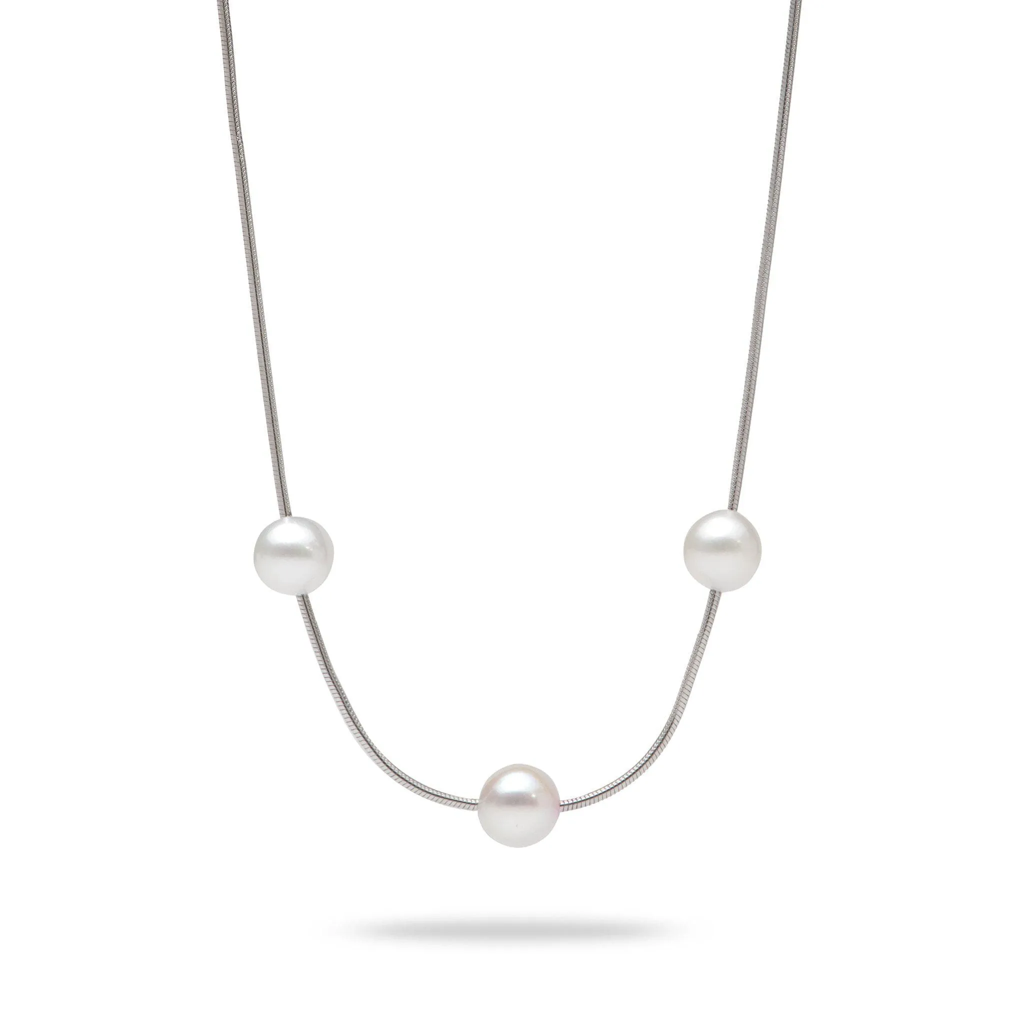 18" Freshwater Pearl Necklace in Sterling Silver (Assorted Colors) - 7-8mm