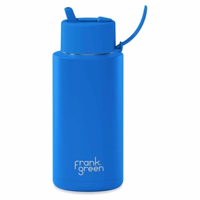 1L 'Blue Lagoon' Stainless Steel Ceramic Reusable Flip Straw Lid Water Bottle Classic fashion Daily