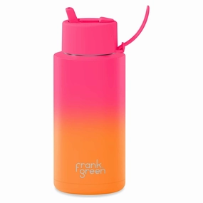 1L Stainless Steel Ceramic Reusable Straw Lid Water Bottle With Flip Straw Lid Designer Machine washable