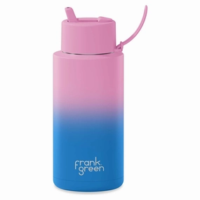 1L Stainless Steel Ceramic Reusable Straw Lid Water Bottle With Flip Straw Lid Polished All occasions