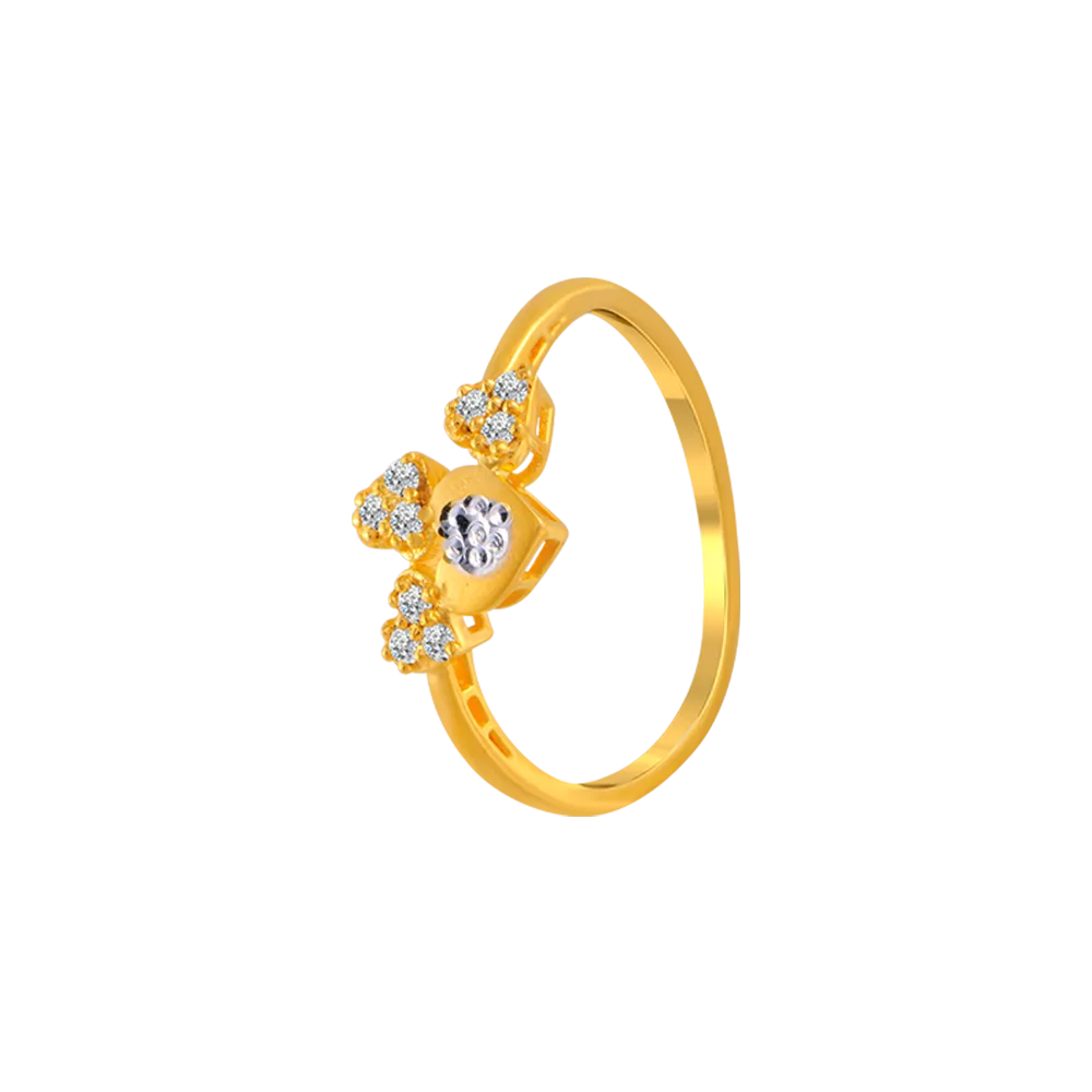22KT Yellow Gold And American Diamond Ring For Women