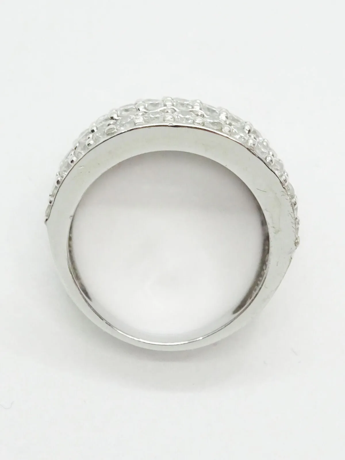 3.00ct tw CZ Wide Multi-Row Sterling Silver Cocktail Band Ring, Size 5