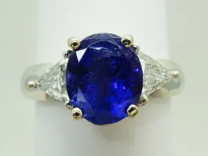 4.71ct Natural Tanzanite & Earth Mined Diamond Ring solid 14k  Gold Size 11.25