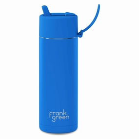 595ml 'Blue Lagoon' Stainless Steel Ceramic Reusable Flip Straw Lid Water Bottle Relaxed Fashionable finds