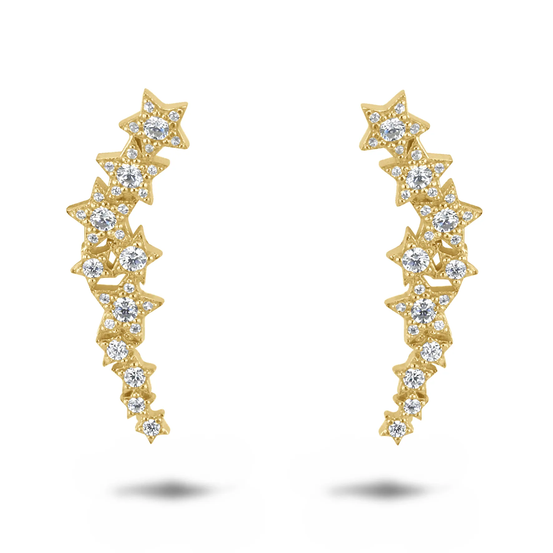 925 Silver earrings gilded with 18k yellow gold assembled with zirconium oxide