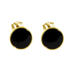 925 Silver earrings with 18k yellow gold plating and black onyx