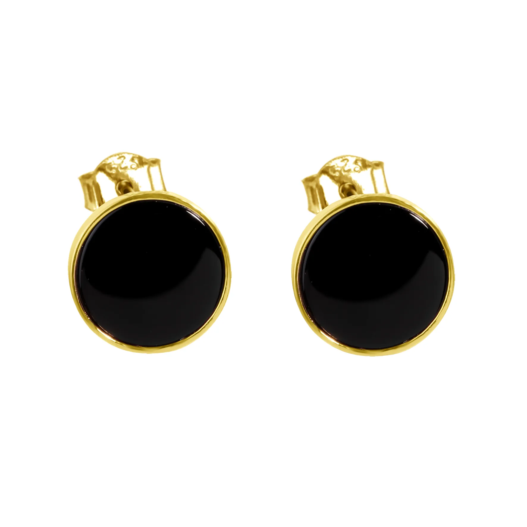 925 Silver earrings with 18k yellow gold plating and black onyx