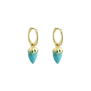 925 Silver earrings with 18k yellow gold plating and Turquoise
