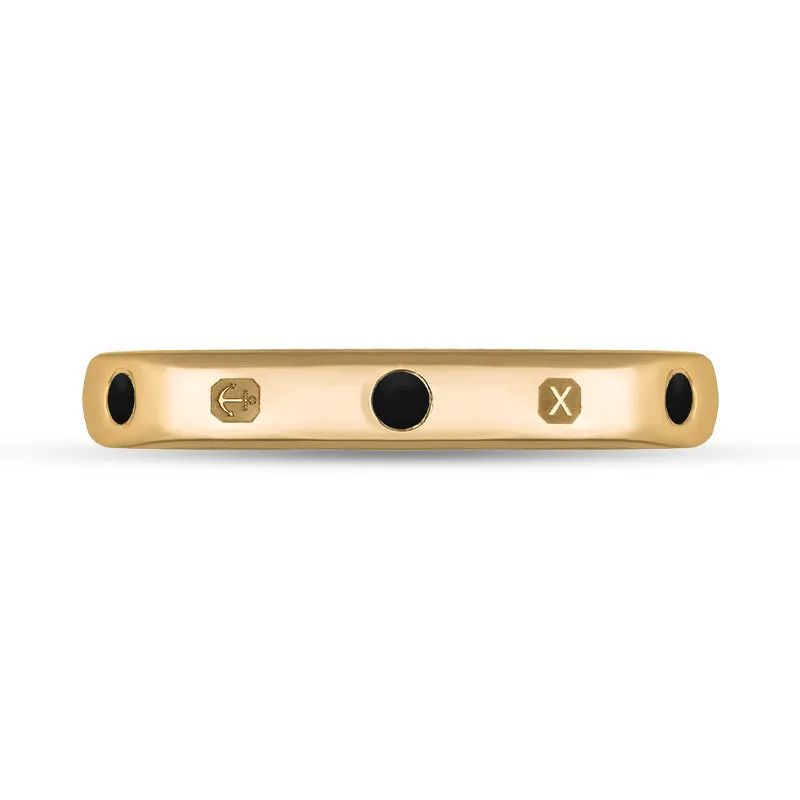 9ct Rose Gold Whitby Jet Queen's Jubilee Hallmark 6mm Ring D