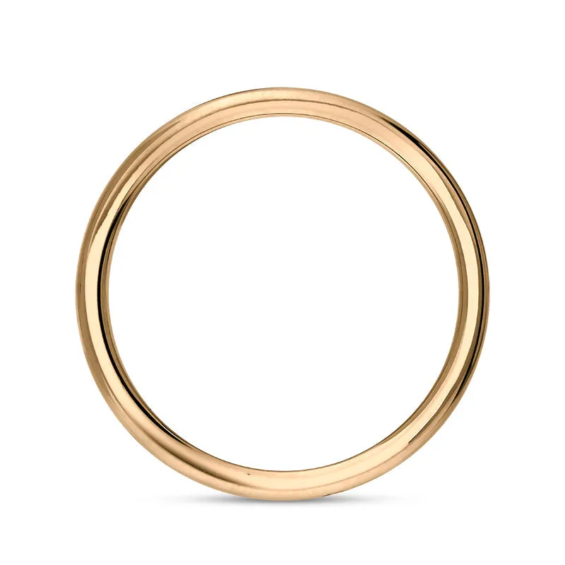 9ct Rose Gold Whitby Jet Queen's Jubilee Hallmark 6mm Ring D