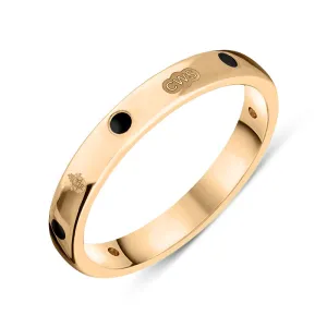 9ct Rose Gold Whitby Jet Queen's Jubilee Hallmark 6mm Ring D
