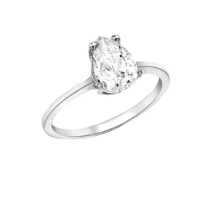 9K White Gold Pear Cut CZ Ring