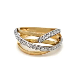 9K Yellow Gold 0.48ct Diamond Crossover Ring